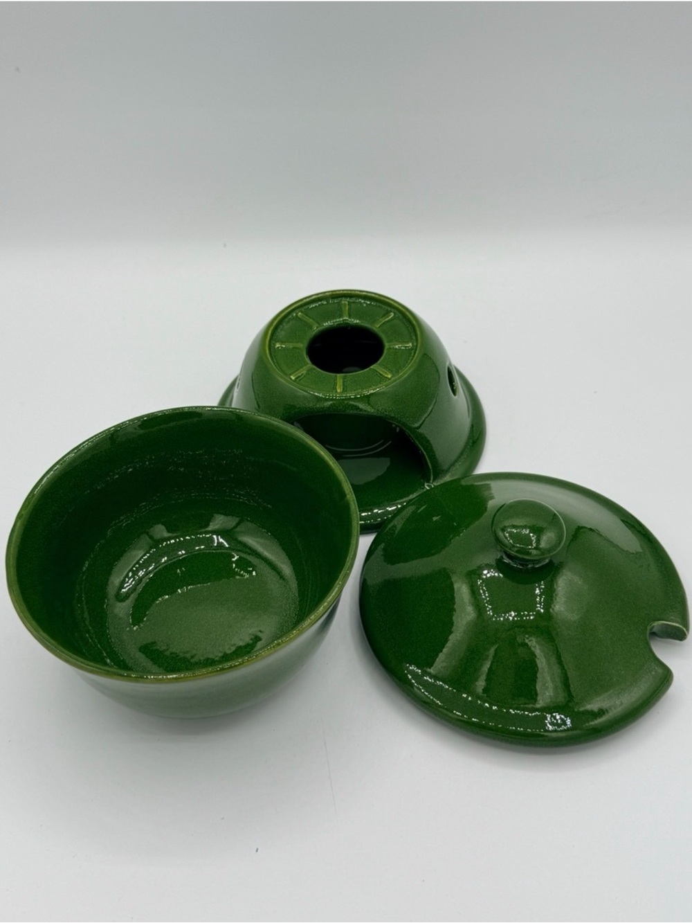 Williams Sonoma Green Ceramic Fondue/butter Warmer - Picture 2 of 2